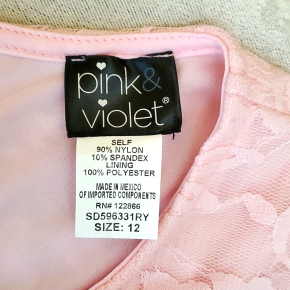 Pink & Violet Pink Lace Overlay Dress GIRLS SIZE: 12 - Picture 9 of 9